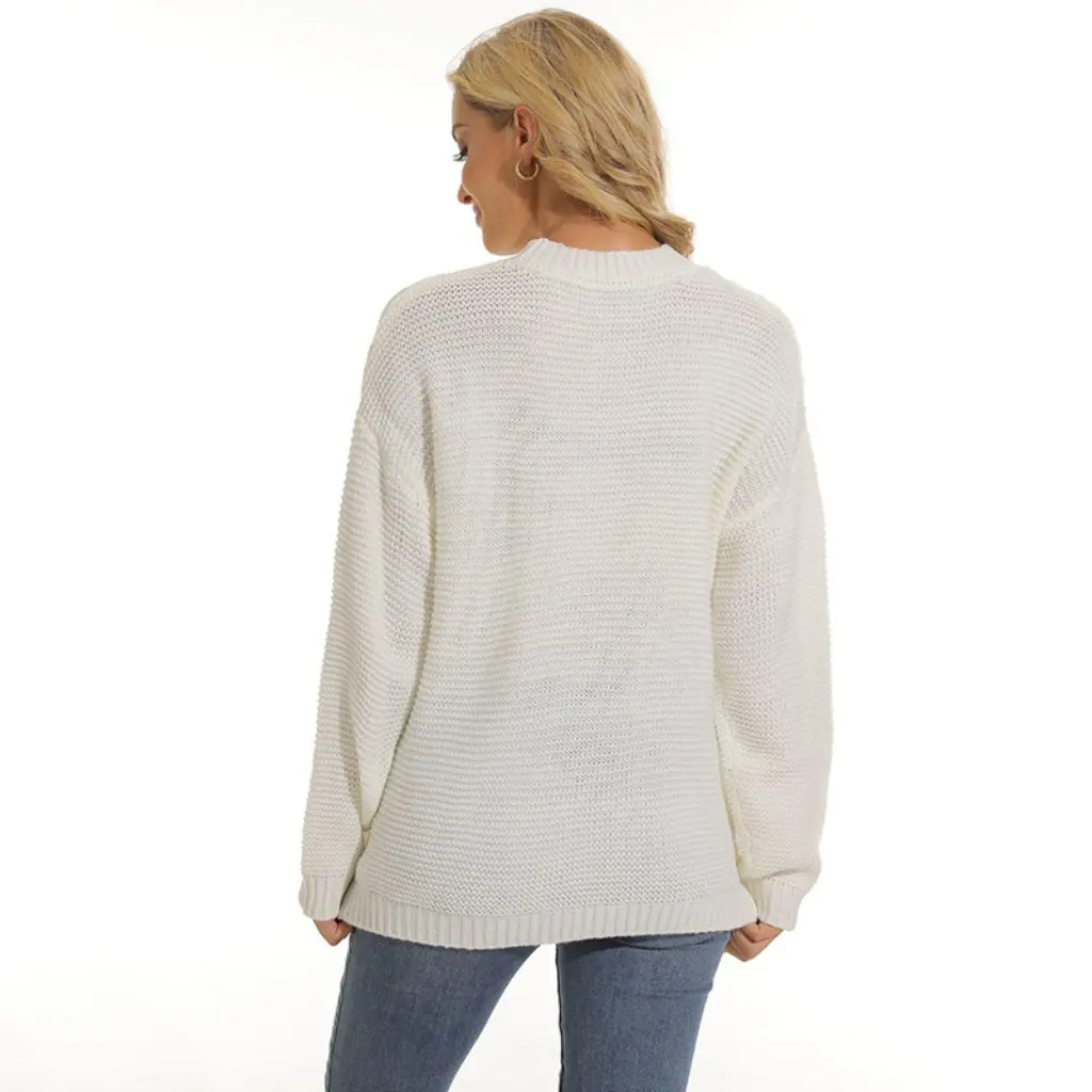 

Осень-зима женский однотонный модный пуловер свитер в европейском и американском стиле онлайн-розничная женская одежда