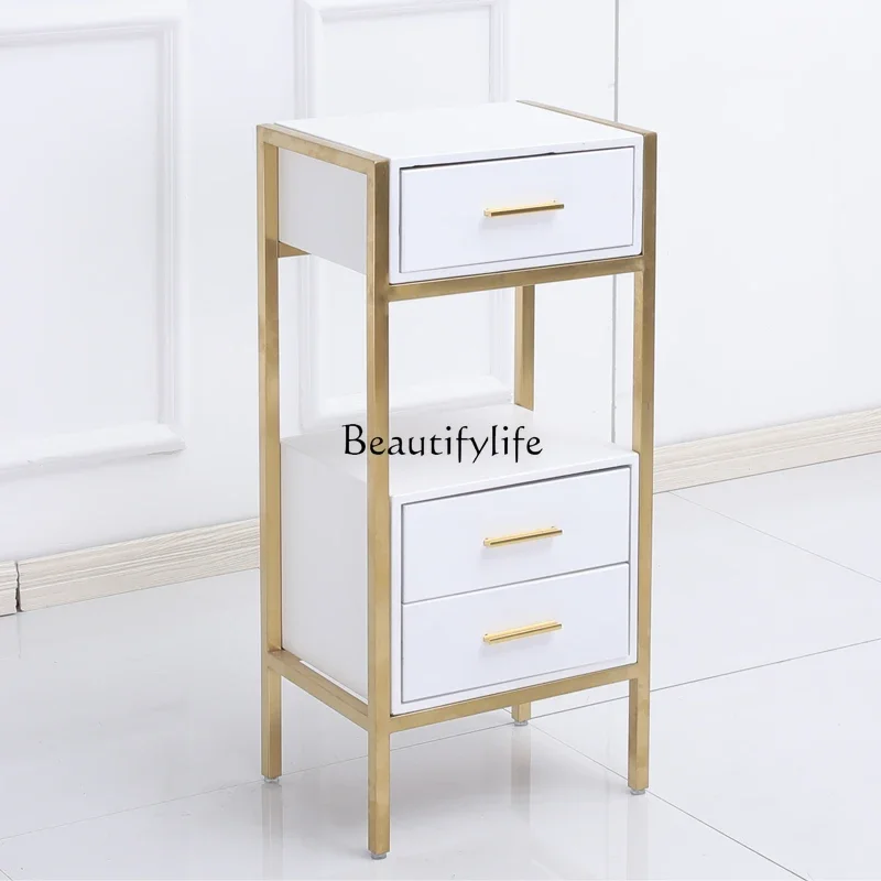 Stainless Steel Wooden Hair Salon Simple Locker Hair Salon Barber Cart Storage Chest of Drawer