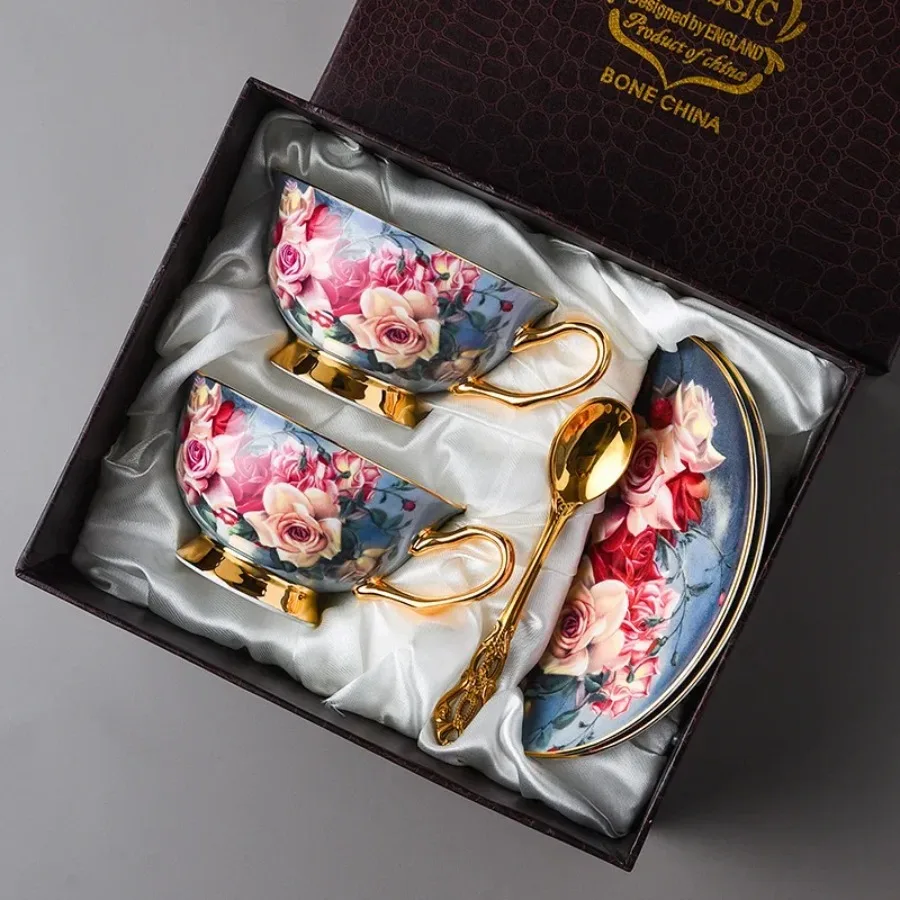 

Premium Bone China Porcelain Coffee Cup Set Exquisite English Afternoon Tea Ceramic Tea Cup Set Retro Ceramic Mug Best Gift
