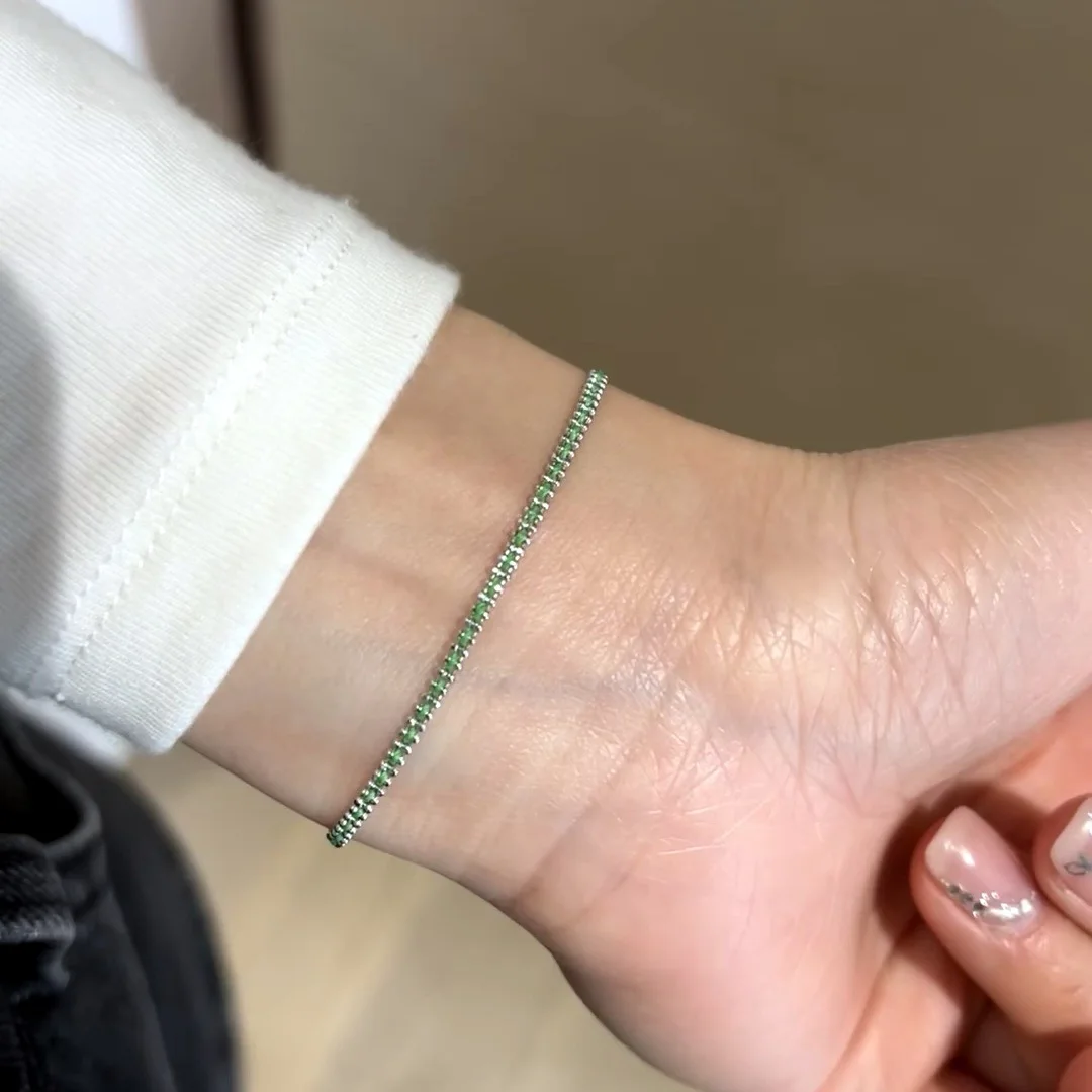 Vintage green braided rope chains bracelet with fashion and high-end silver 925 bracelets for Women suitable for daily jewelry
