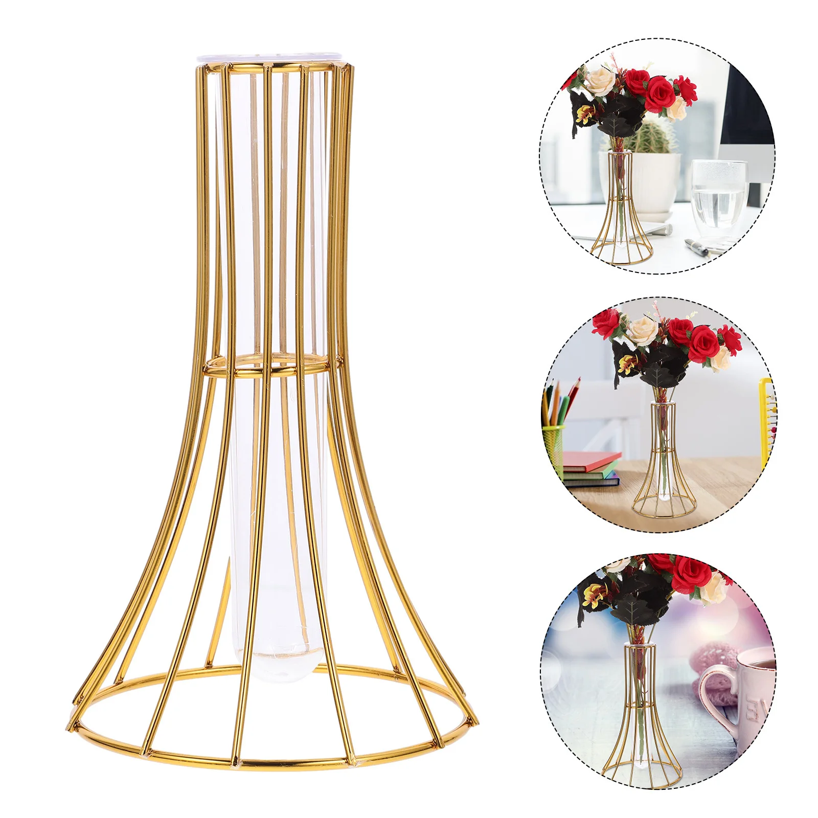 

Iron Art Vase Transparent Plastic Hydroponic Plant Container For Home Office Decor Hollow Stem Flower Planter Gardening