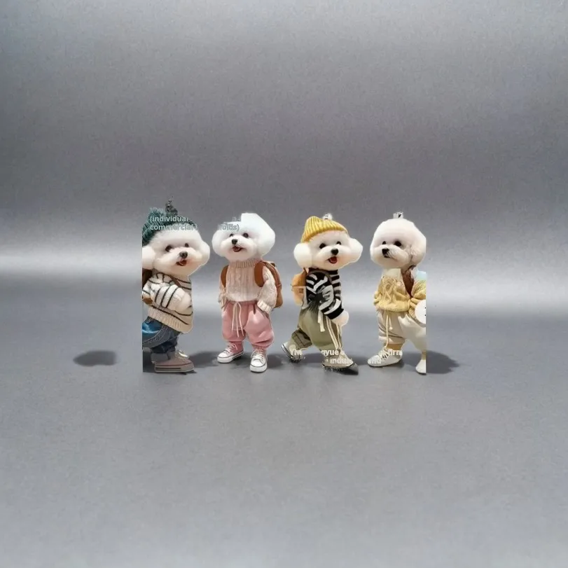 

Creative Puppy Man Backpack Hanging Acrylic Car Pendant Cute Teddy Dog Keychain Decoration