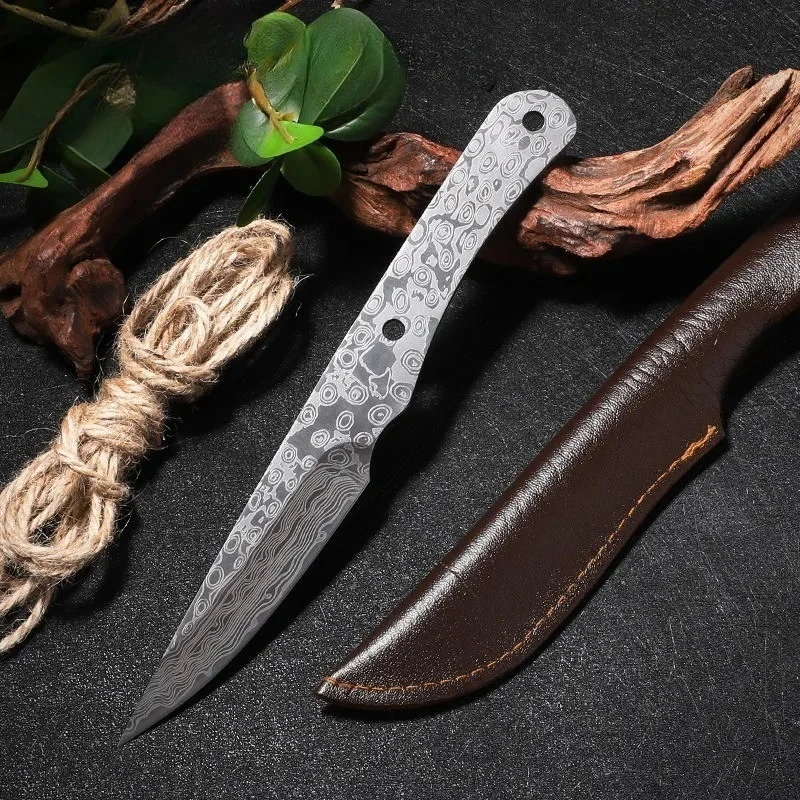 2026 Electroplated Pattern/plain Handmade Small Straight Blade, Stainless Steel Multifunctional Knife Diy Tool Edc Tool