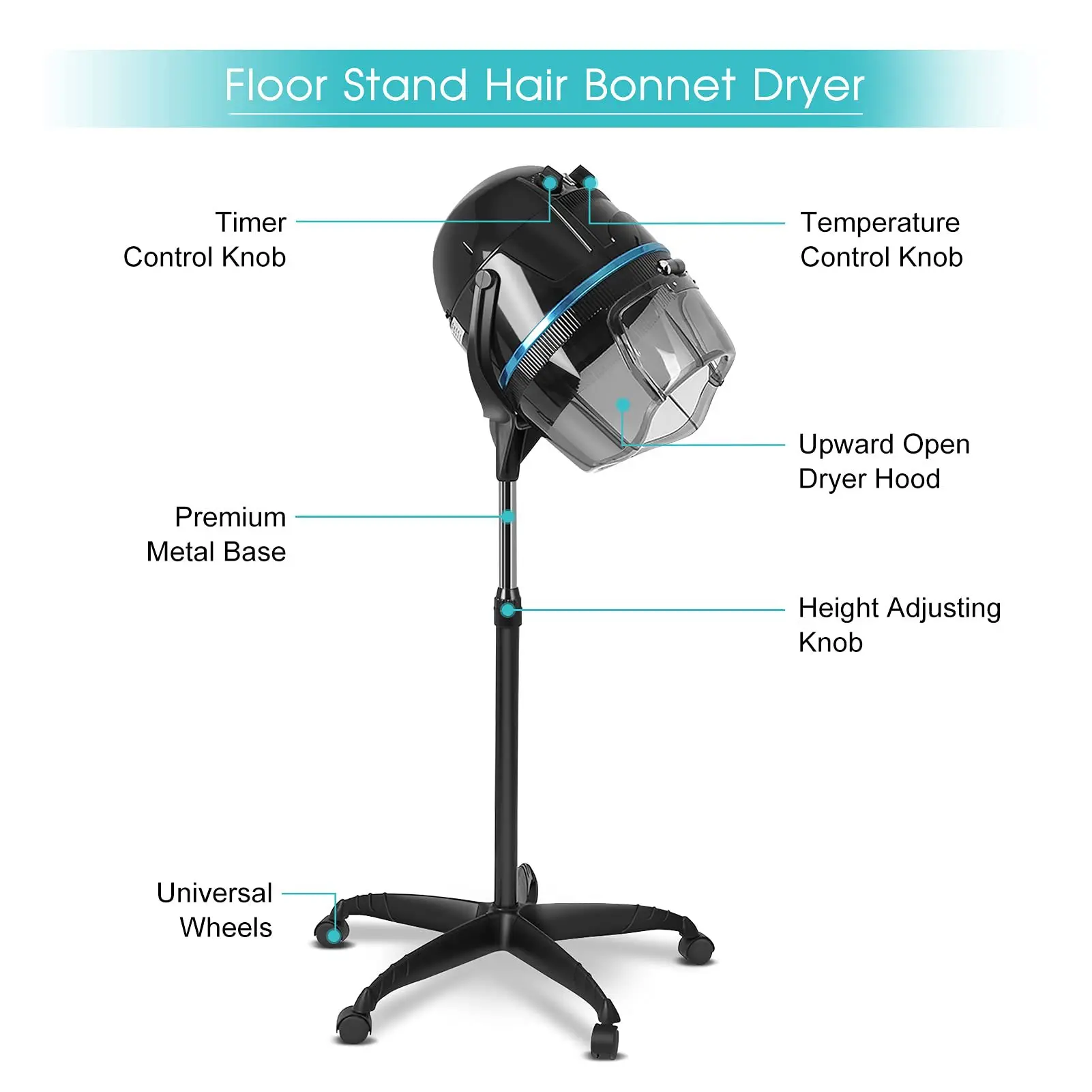 Hair Drying Machine Hair Perm Machine Vertical Hair Dryer with Adjustable Rotating Wheels   Vertical Hair Dryer for Plug In Use