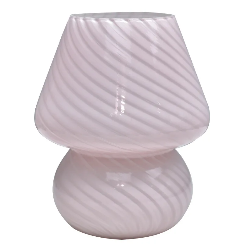 Mushroom Glass Table Lamp for Room Decor LED E27 USB EU US UK AU Plug Frosted/Striped Glass Dimmable Vintage Art Bedside Lamp