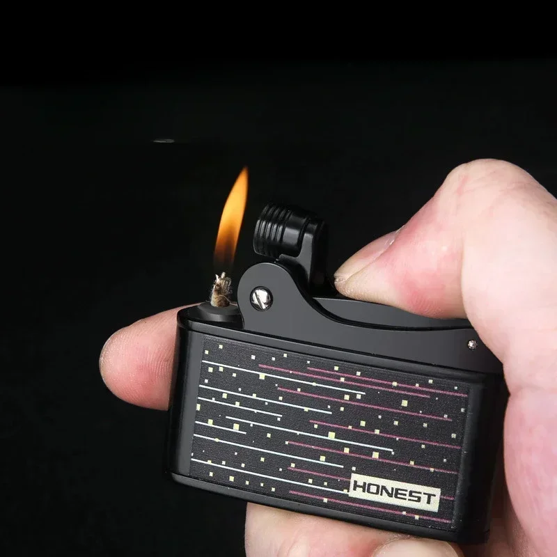 

2026 Brass Pressure Ignition Kero sene Lighter Retro Mechanical Gas oline Lighters Cigar Cigarette Accessory Gift for Men