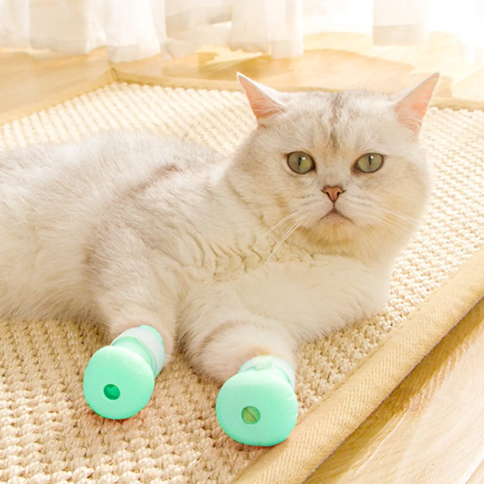 4Pcs/set Adjustable Anti-scratch Cat Foot Shoes for Grooming Bath Washing Claw Paw Cover Protector Pet Grooming Tools