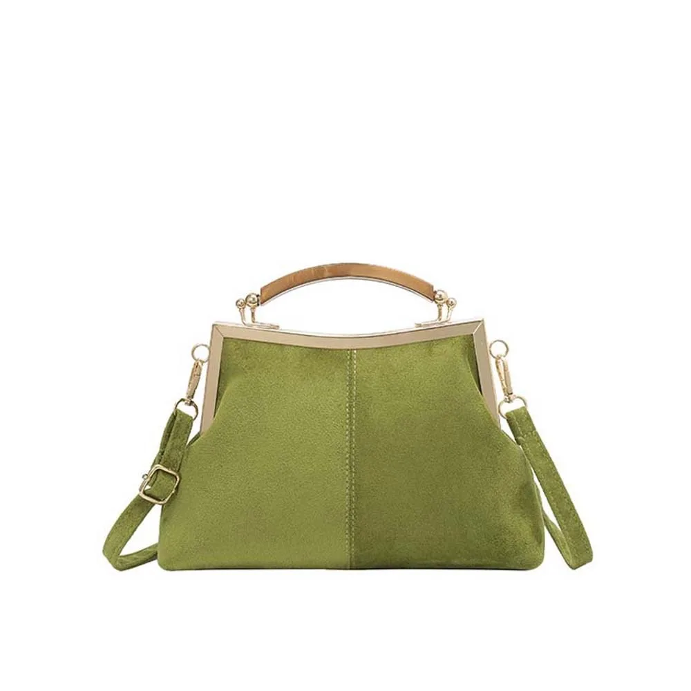 

Элегантная сумка через плечо с застежкой Kiss Lock, большая вместимость, контрастные цвета, матовый бархат, сумка-мессенджер, клатч