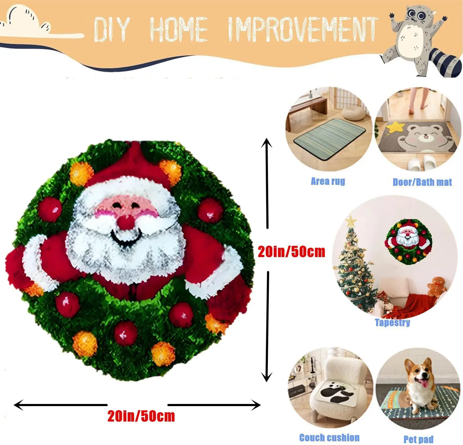 Latch Hook Kits for Adults - DIY Latch Hook Rug Kits for Kids, Crochet Kit for Beginners, Rug Making Kits with Printed Canvas