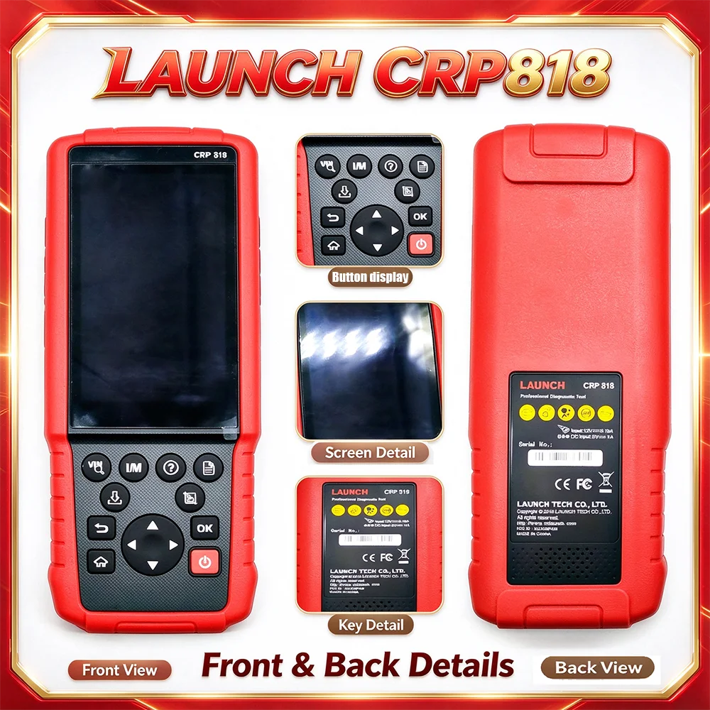 LAUNCH CRP818 OBD2 Scanner Full System Diagnostic Tool X431 ABS Bleeding DPF REG TPMS Reset Injector Coding Auto VIN Diagnosis