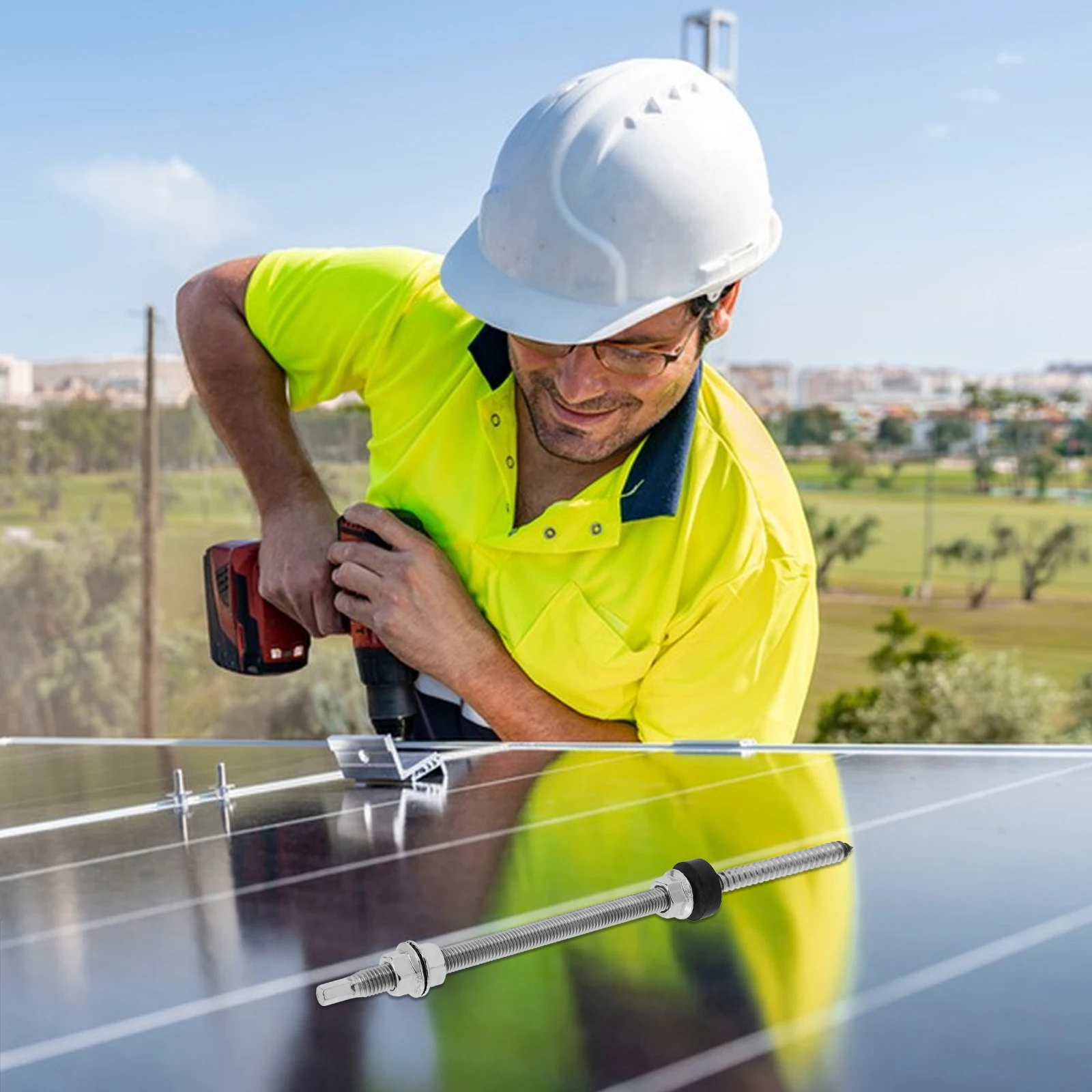 

1pc Stainless Steel Solar Panel Hanger Bolts Heavy Duty Photovoltaic Mounting Hardware For Roof Fence Pergola Solar