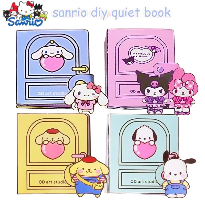 Kawaii Sanrio Hello Kitty Sticker Games Anime My Melody Cinnamoroll Pochacco Kuromi Quiet Book Funny DIY Decompress Toy, regalo para niños