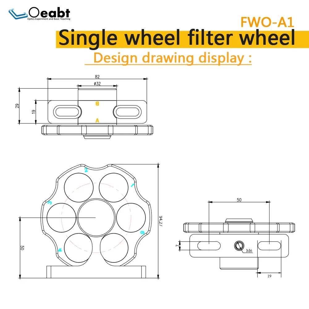 FWO-A1 Manual Filter Wheels Convenient Lab Table Organizers for Ø1" Optics Precise Mechanical Indexing Cage System Adjustable