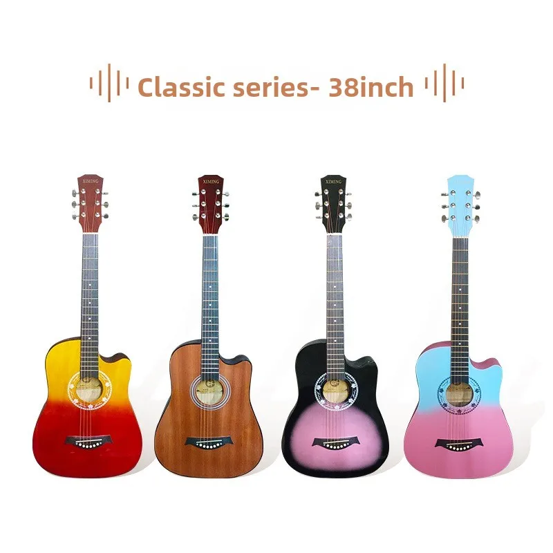 38/41 Inch Acoustic Guitar for Travel Beginners Adults 6 Steel Strings Guitarra for Teens Accessories