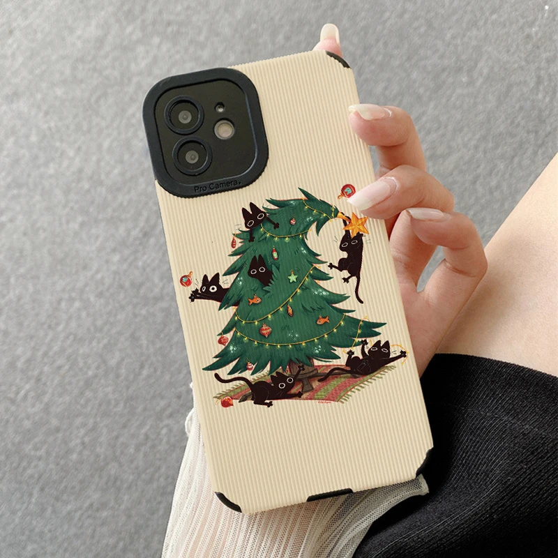 Custodie per telefoni Christmas Cat Tree per IPhone 11 custodia 14 Pro Max 15 Pro Max custodia per IPhone per IPhone 13