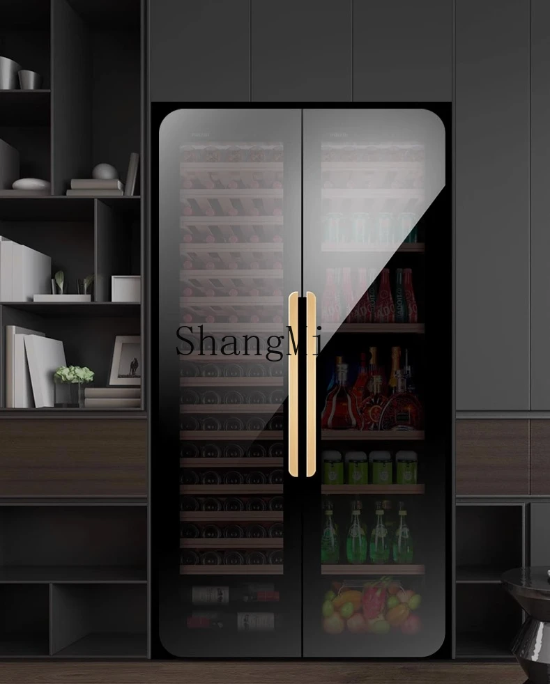 ZYY armadietto per vino rosso a doppia porta con conversione di frequenza, frigorifero da tè ultrasottile a temperatura costante incorporato