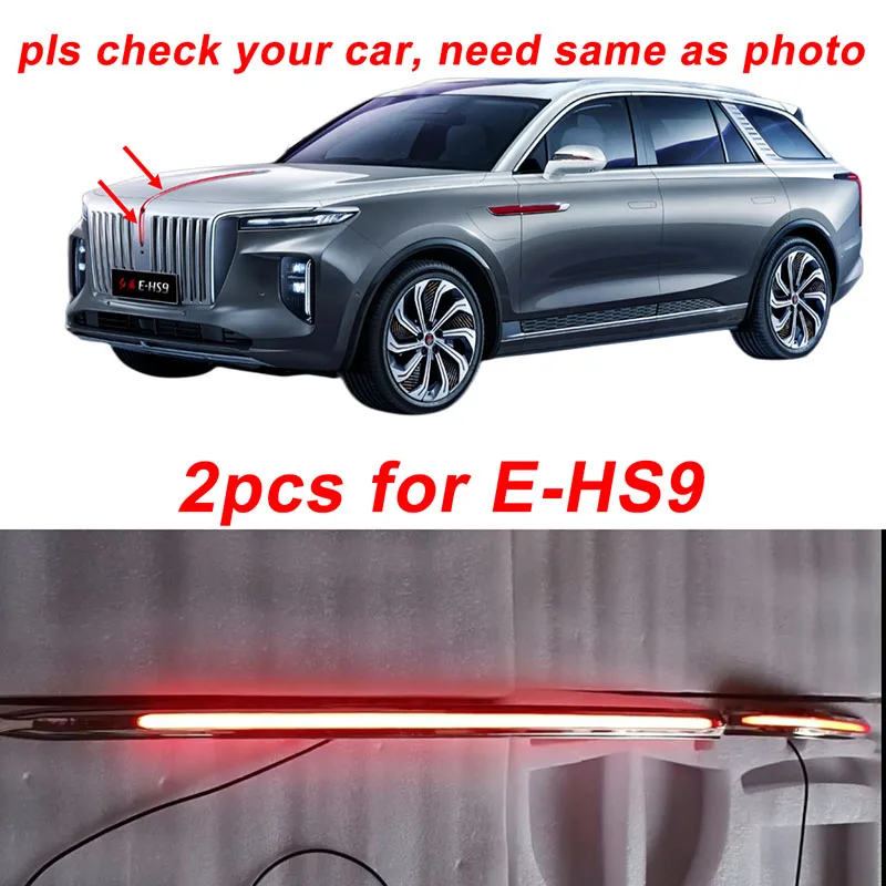 2pcs for HONGQI E-HS9 HQ9 Luminous Emblem LED Flow Light