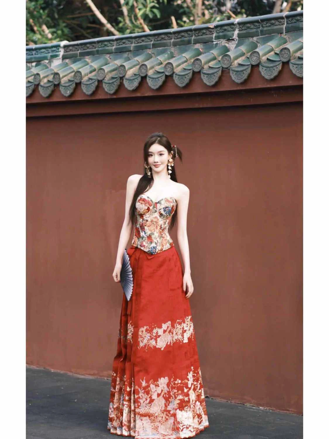 

plus Size Summer Hanfu Style Women's Fashion Set with Sash Half Skirt And Tube Top Two-Piece Ensemble for Plump Sister