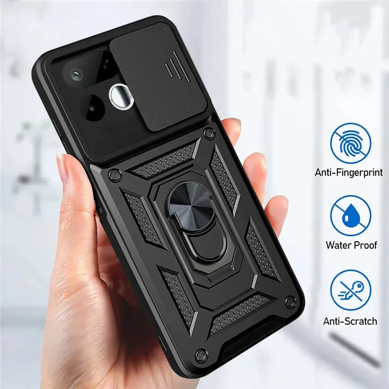 Skinlee Case For Realme 16T Pro Plus 5G Bracket Ring Slide Window Protect Silicone Shell For Realme 16T Pro Plus 5G Phone Cover