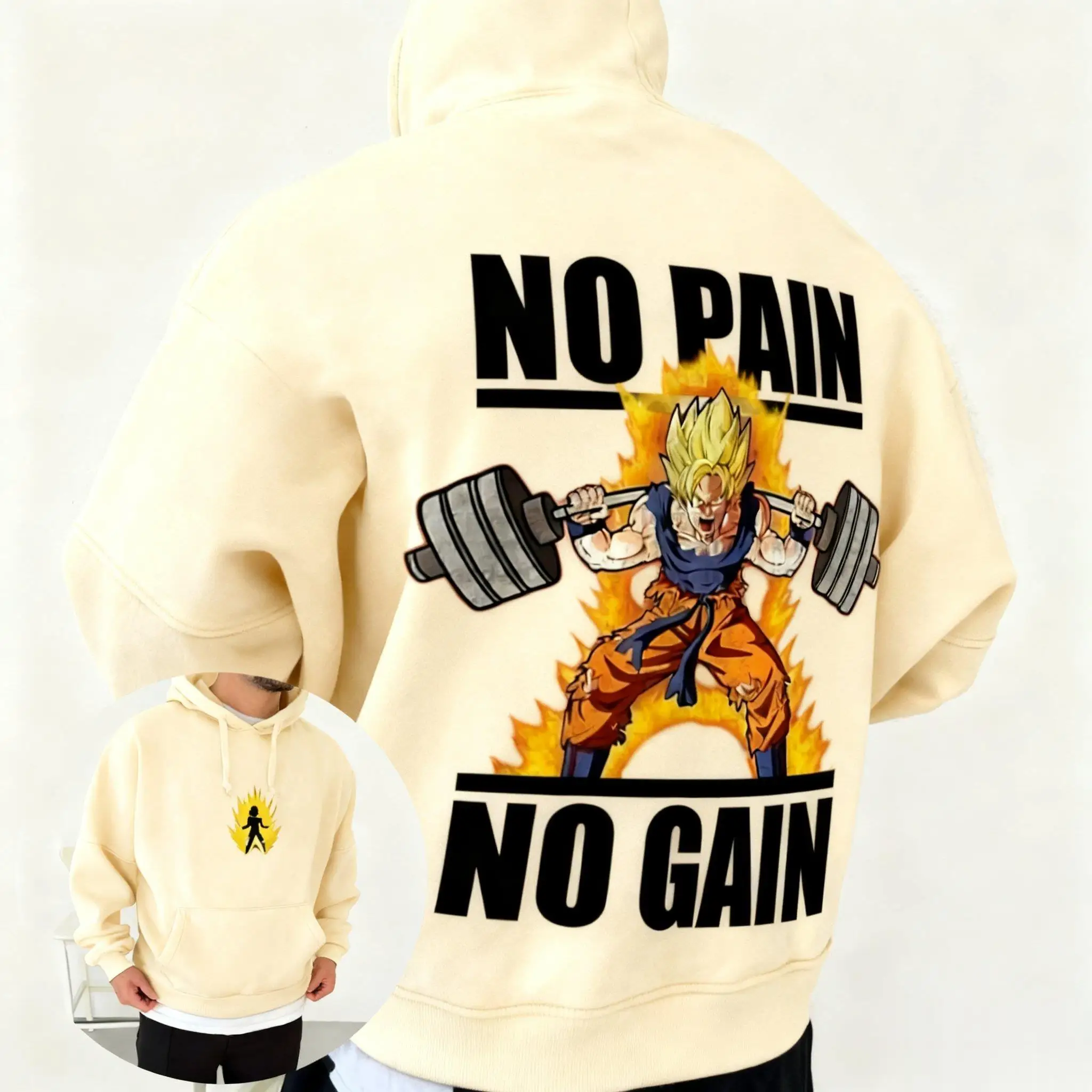 لا ألم لا ربح أنيمي الصالة الرياضية هوديي الرجال النساء جديد الخريف الشتاء البلوز لعبة دراغون بول Z تجريب البلوز اللياقة البدنية الشارع الشهير عادية