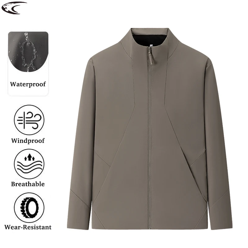 

LNGXO Men's Women's Waterproof Jacket For Spring Autumn Hiking Camping Climbing Stand-Up Collar Windbreaker Warm Fleece Coat