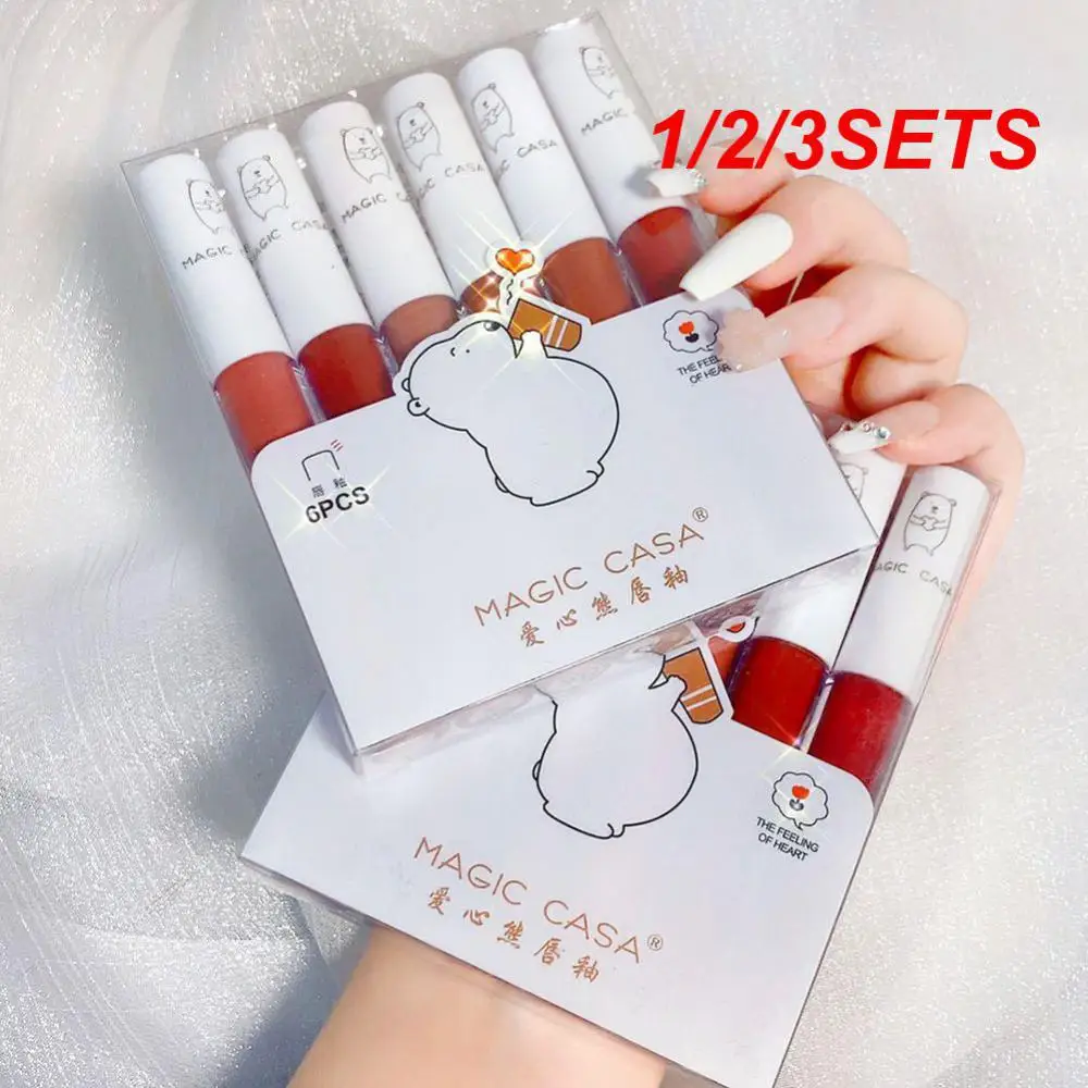 

1/2/3SETS Love Bear Lip Glaze Moisturizing Set Velvet Matte Lipstick Lips Makeup Lip Gloss Lipstick Gift Box Lip Tint Mud