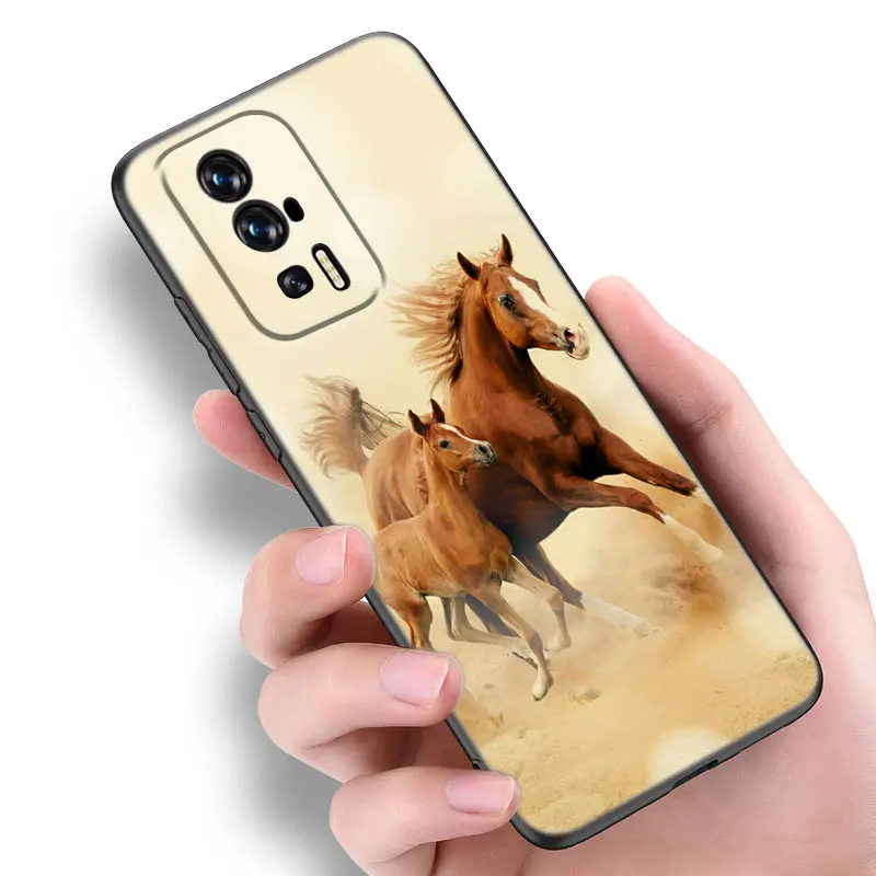 Horse Animal Black Silicone Phone Case For Xiaomi Redmi 11 Prime 11A 12C 13C A1 A2 + 12 4G 10 5G 8A 9A 10A 9C 10C 9i 12R Note 9T