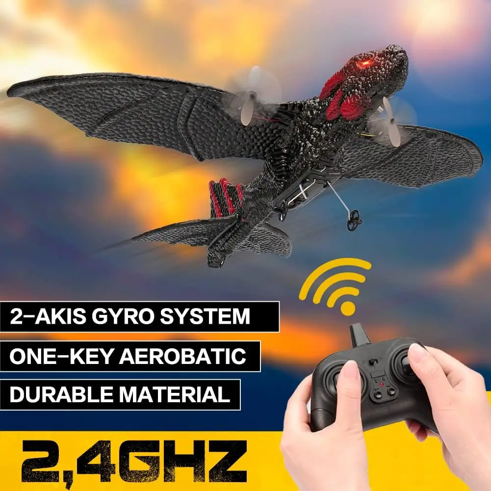 Z60 RC Pterosaur Plane 2.4G 2CH Simulated Flying Dinosaur RC Glider EPP Anti-wear Foam Dragon Aircraft Toys for Boys