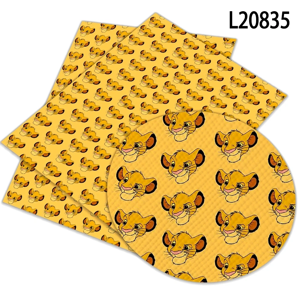 

30*22cm Faux Leather Disney the Lion King Simba Print Pattern Vinyl Cross Grain for DIY Hair Bow Jewelry Earring Craft Making