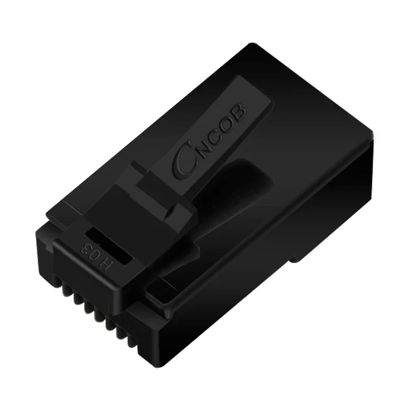 CNCOB RJ45 Cat5e 8P8C conector de Cable Ethernet Modular enchufe de cristal 50u red de engarzado conectores RJ 45 negro 30 Uds