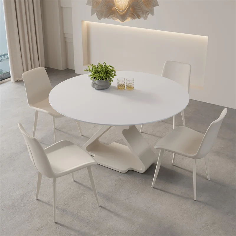 tables Small household modern light luxury round dining table and chair combination, a complete set of new dining tables