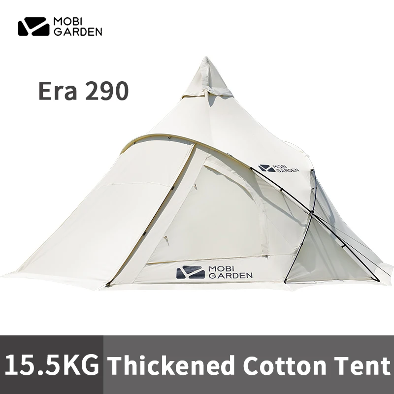 MOBI GARDEN Cotton Camping Tent With Front Hall Thickening PU2000mm Big Space Aluminum Rod Sunshade Outdoor Family Era 290 Tent