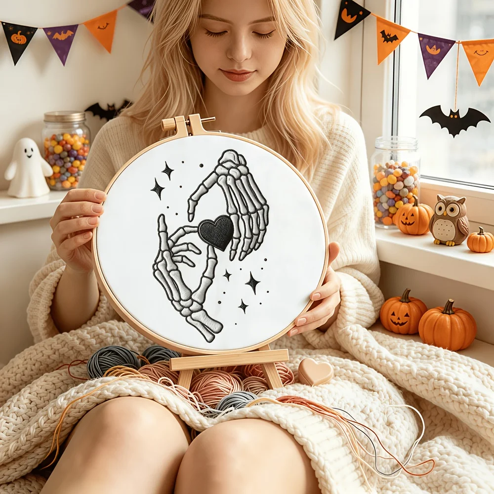 Beginner Friendly DIY Embroidery Kit Full Stitching Accessories Preprinted Fabric Embroidery Hoop Handcraft Indoor Decoration