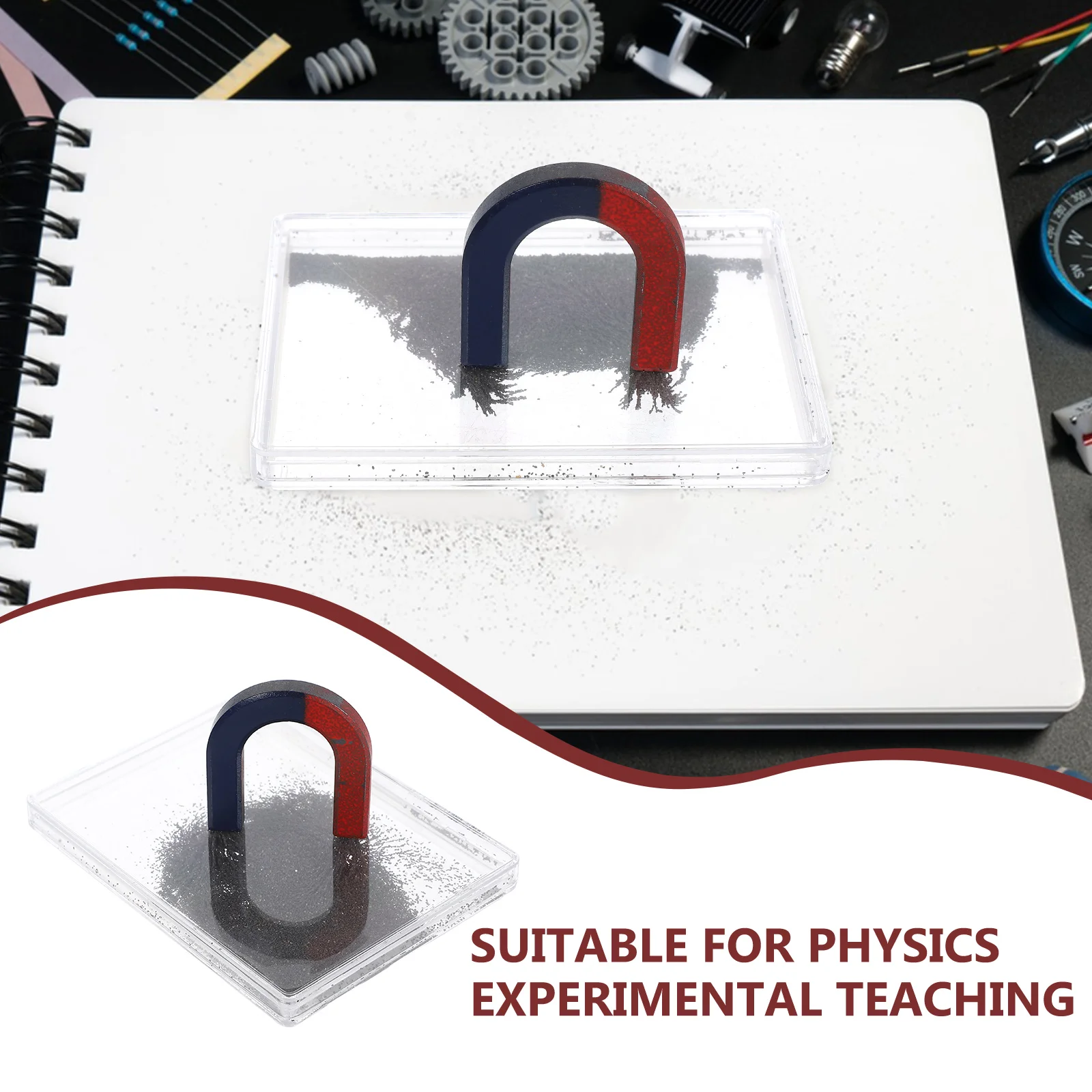 Magnetic Field Iron Filings Case for Science Experiments Physics Teaching Device Portable Powder Box for Electromagnetism