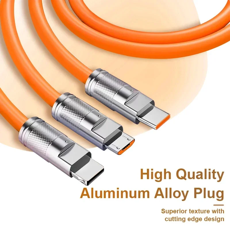 Xiaomi 120W Data Cable Fast Charging 6A 3 In 1 Type C Cable Micro USB For IPhone Charging Cable For Xiaomi Samsung Digital Cable