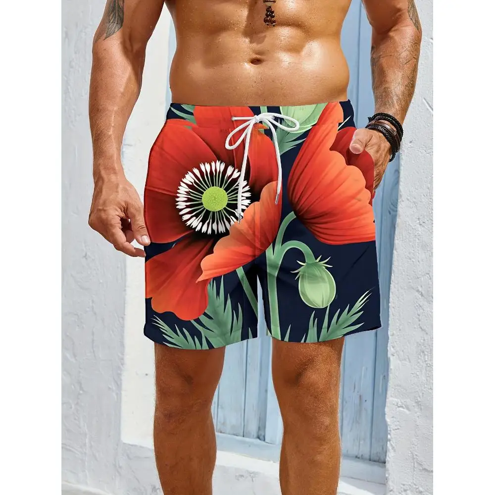 

1pcs Men's Short swim trunks2026 Summer 3D Printed Short sleeve running Quick drying baggy pants Polyester Breathable