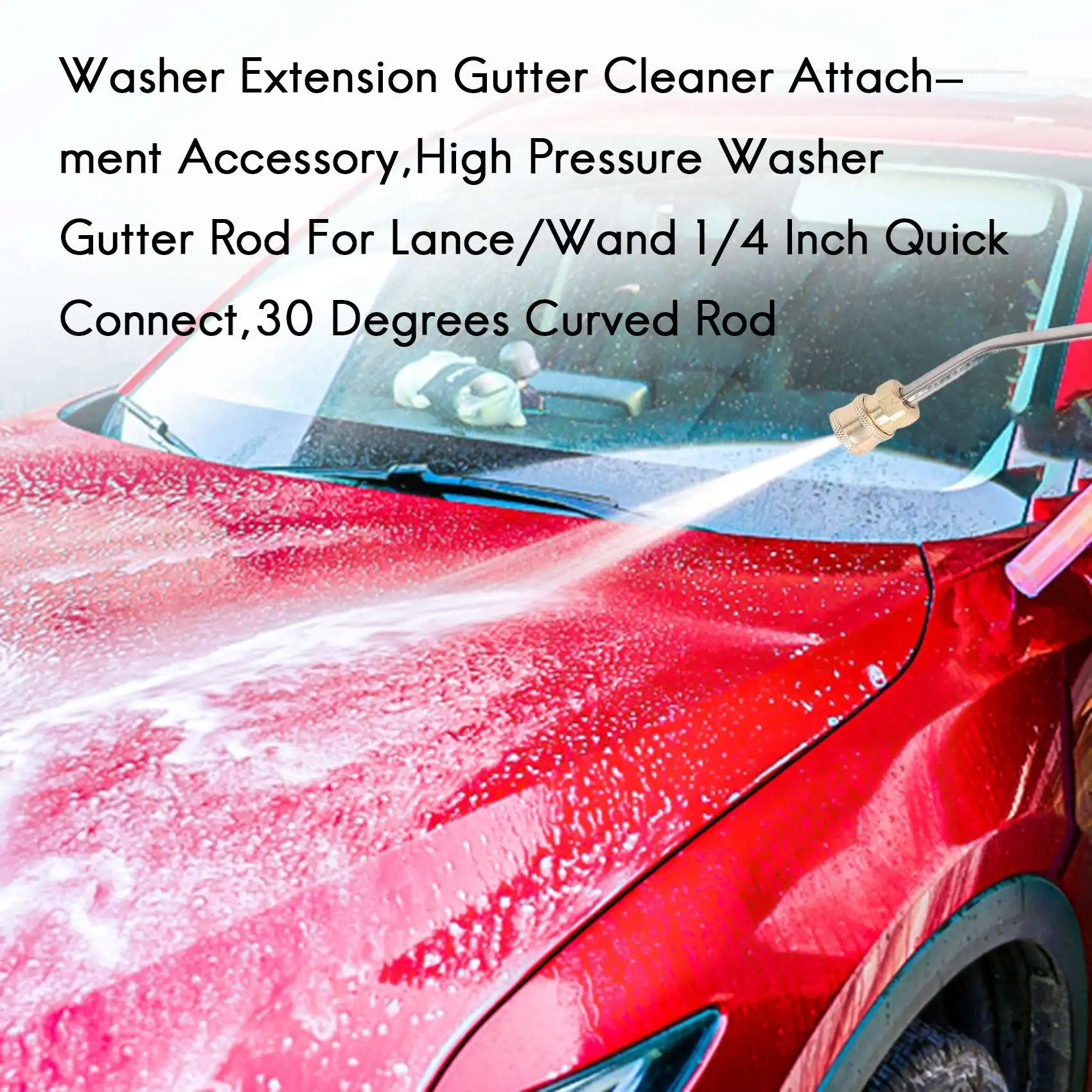 A84E-Washer Extension Gutter Cleaner Attachment Accessory,High Pressure Washer Gutter Rod For Lance/Wand 1/4 Inch Quick Connect,