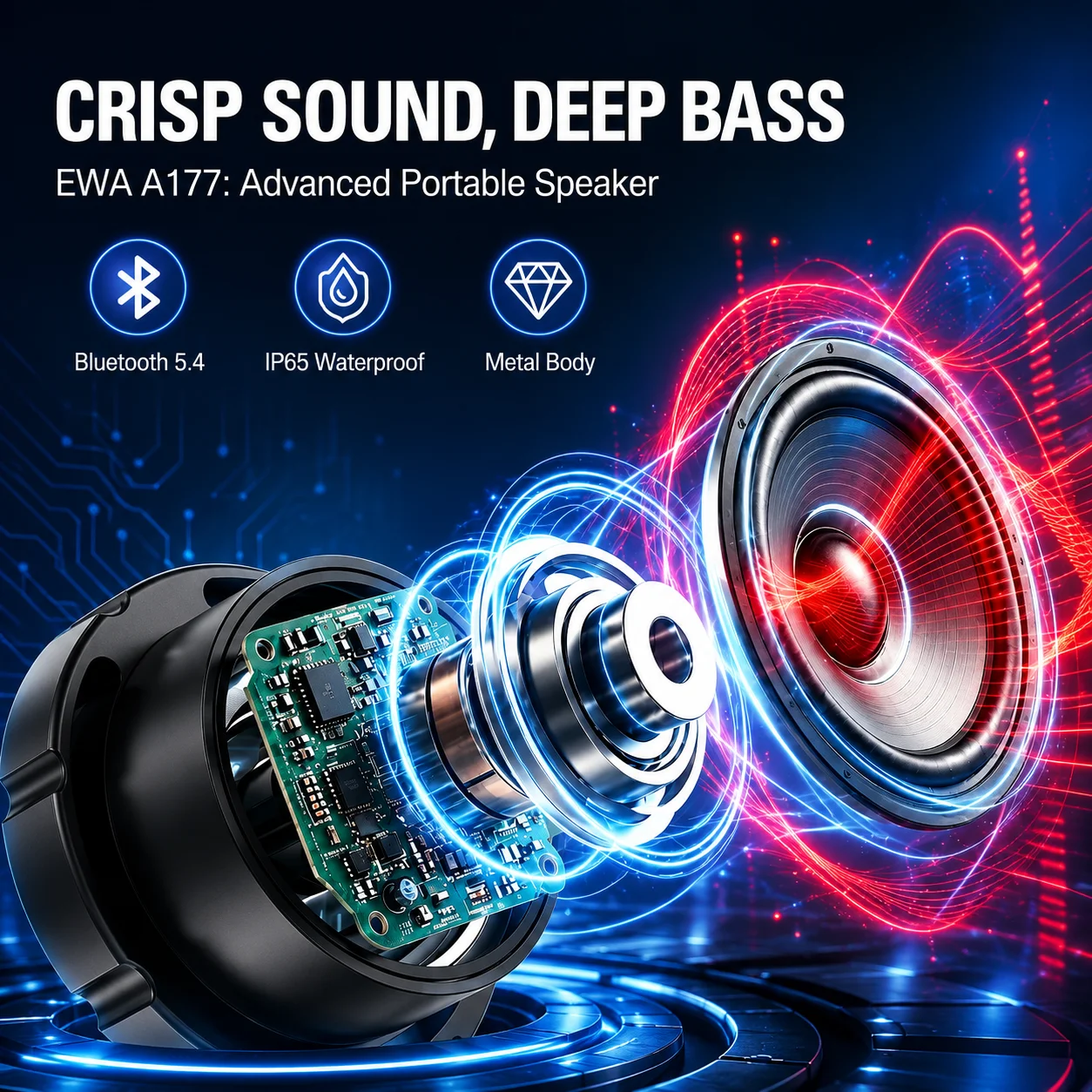 Magnetic Bluetooth Speaker IPX5Waterproof Mini Wireless 3W Stereo Bass Stainless Steel Portable Loudspeaker For Bathroom Outdoor view 3