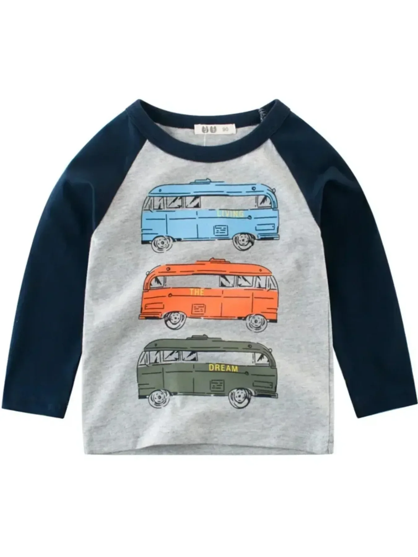 Cartoon Vehicle Creative Colorblock Long Sleeve T-shirt, Casual Lightweight Comfy Tops, Boys Clothes Outdoor