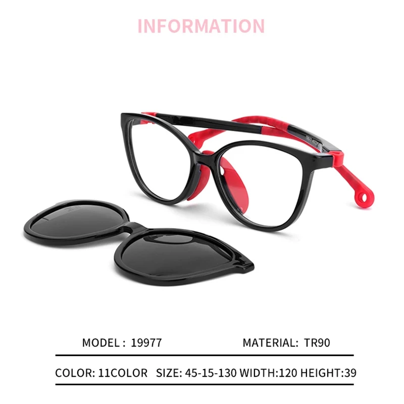 O-Q CLUB Kids Glasses Boys Girls Cat Eye Fashion Sunglasses Optical Magnetic Clip On Polarized UV400 Eyeglasses Frames 19977