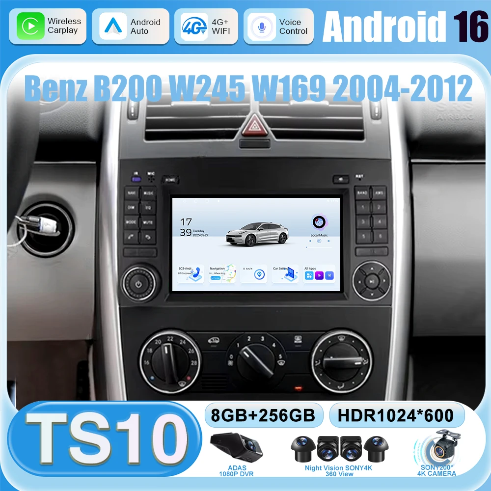 2din For Benz B200 W245 W169 2004-2012 Viano VITO W639 2006-2016 Car DVD Android16 Radio Intelligent Podofo 5G CarPlay System