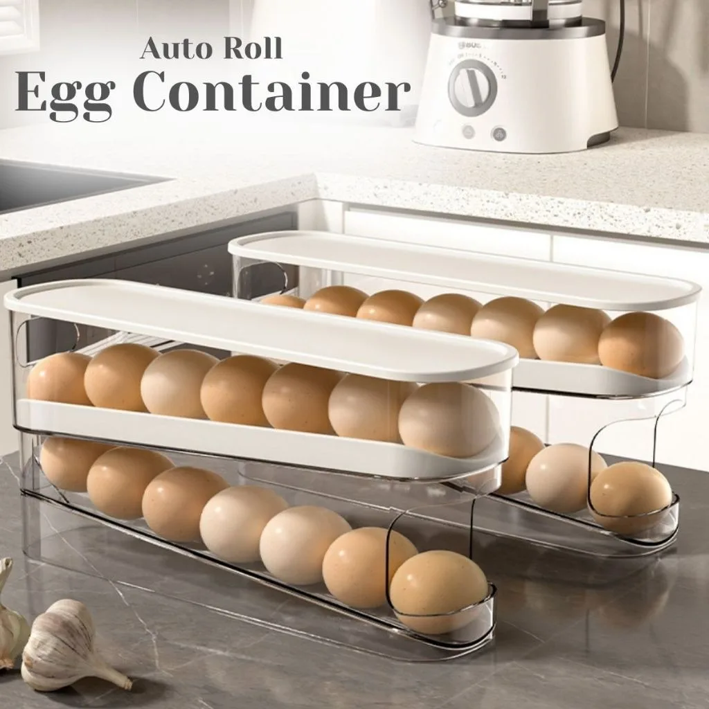 

Refrigerator Storage Box Fridge Organizer Double-Layer Automatic Egg Roller Drop-Proof Egg Dispenser Racks Stand Kitchen Tools