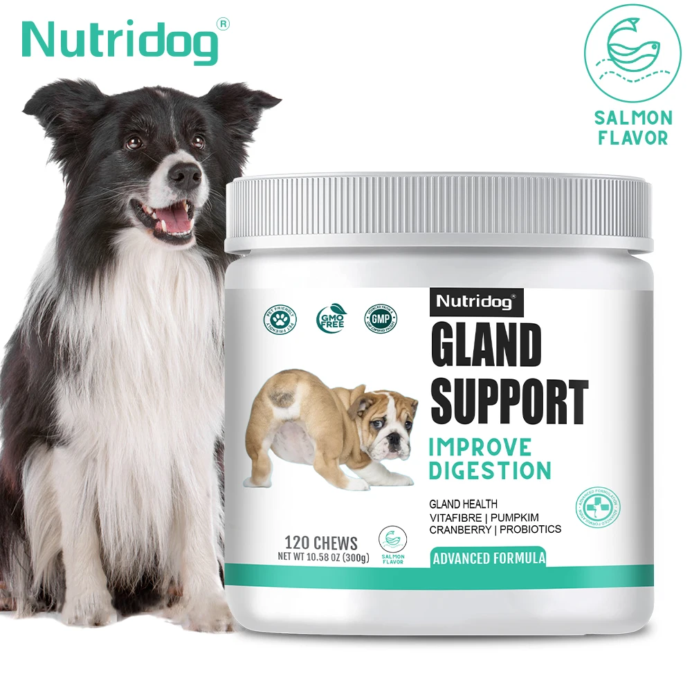 NUTRIDOG الكلب الشرج الغدة دعم اليقطين البذور البروبيوتيك الإنزيمات الهضمية سكوتر الإغاثة صحة الجهاز الهضمي 120 قطعة/زجاجة #1
