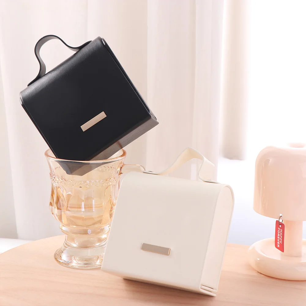 

Hand-Held Jewelry Packing Bag PU Leather Handbag Appearance Earrings Storage Case Organizer Rings Necklace Jewelry Display Box