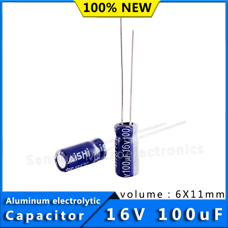 10pcs 16V 100UF 6*11mm Low ESR Aluminum Electrolytic Capacitors 100uf 16V High Frequency Low Resistance Electrolytic Capacitors