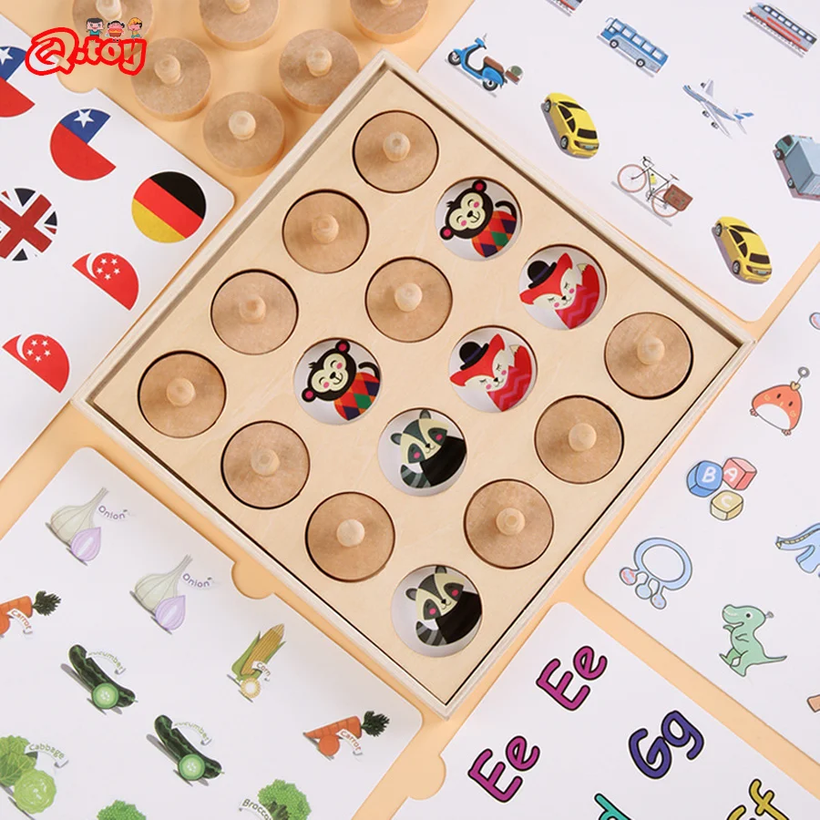 Kid Memory Training Game Find Same Pattern Wooden Puzzle Matching Montessori Educational Toys Children Concentration Training