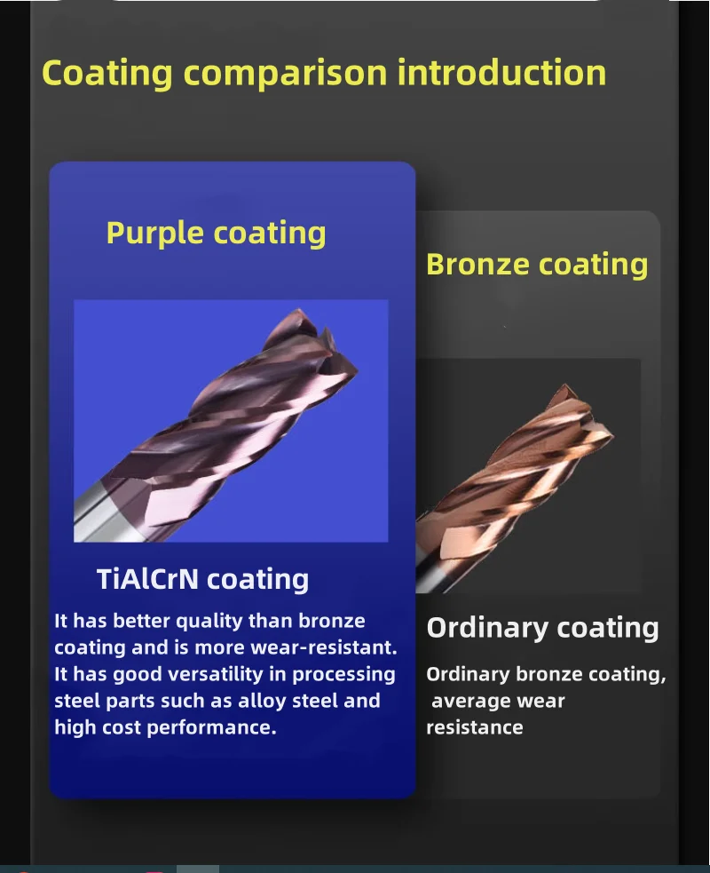 Fresa in metallo duro solido HRC55 a 4 flauto Fresa per rivestimento TiAlCrN 12x70x12x200 8x50x8x150 8x24x8x60 12x35x12x75 6x18x6x50