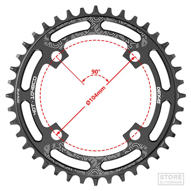 DECKAS 104BCD Bike Chainring 40T 42T 44T 46T 48T 50T 52T Tooth Narrow Wide  Road  Mountain  Chainwheel 104 BCD