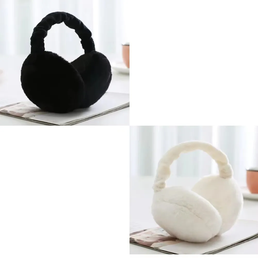 1-4pcs Winter Warm Soft Plush Earmuffs Solid Color Earflap Outdoor Cold Protection Ear Warmer Adjustable Foldable Ear Muffs