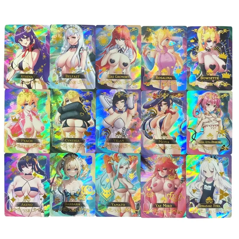 Ayaka Genshin Impact Anime Sexy Swimwear Card, Holographic Part, Goddess Story, Collection Gifts for Girl, All Shiny, 55 PCs